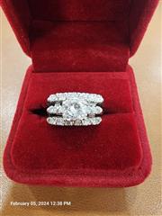 Platinum-Diamond Wedding Set 17 Diamonds 1.86 Carat T.W. 950 Platinum 8g Size:7